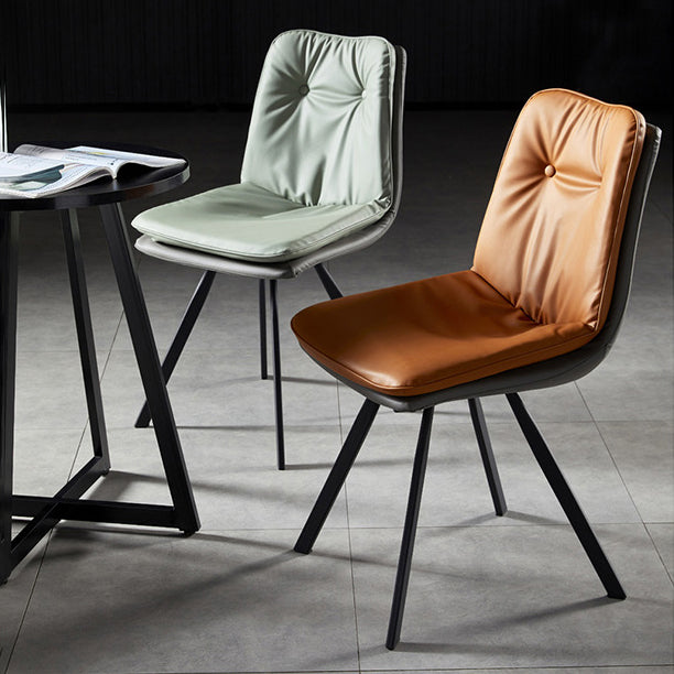 Contemporary Armless Dining Chairs Leather Curved Parsons Side Chair for Brasserie