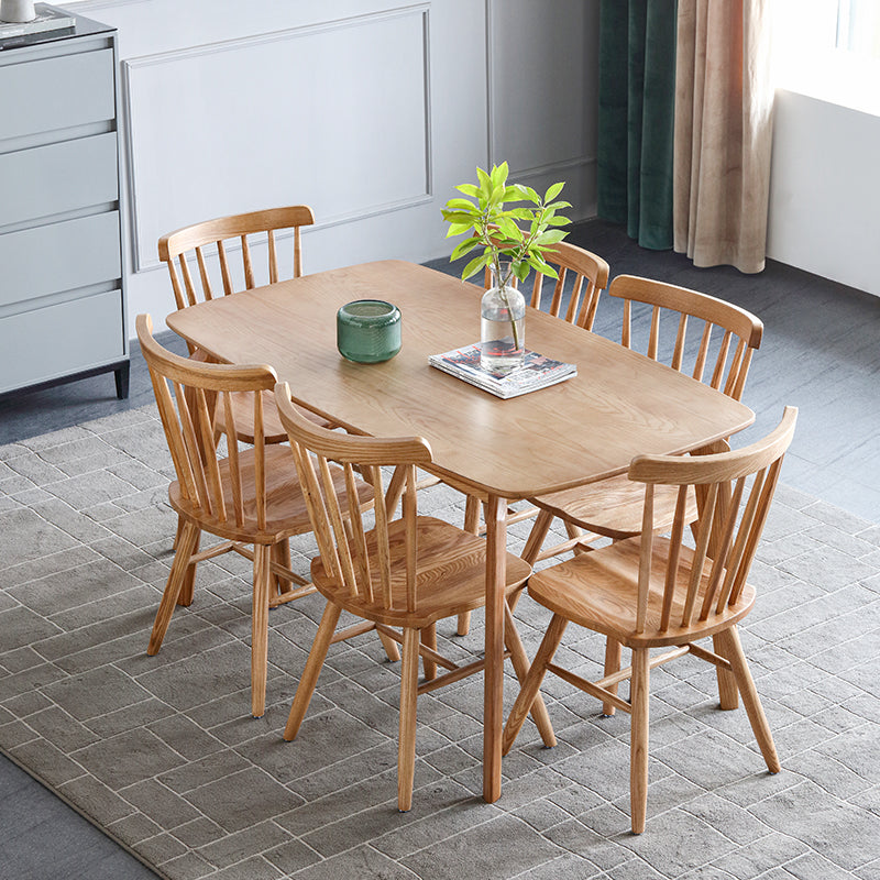 Modern Ash Wood Kitchen Table for Restaurant Rectangle Dining Table with 4 Legs