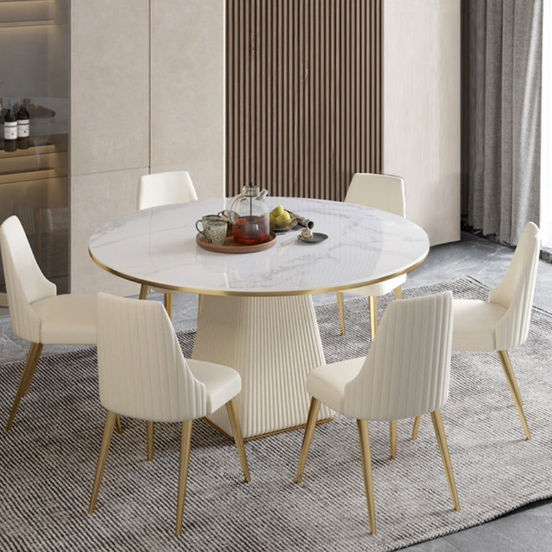 Stone Dining Room Collection Luxury Style Round Pedestal Dining Table for Home