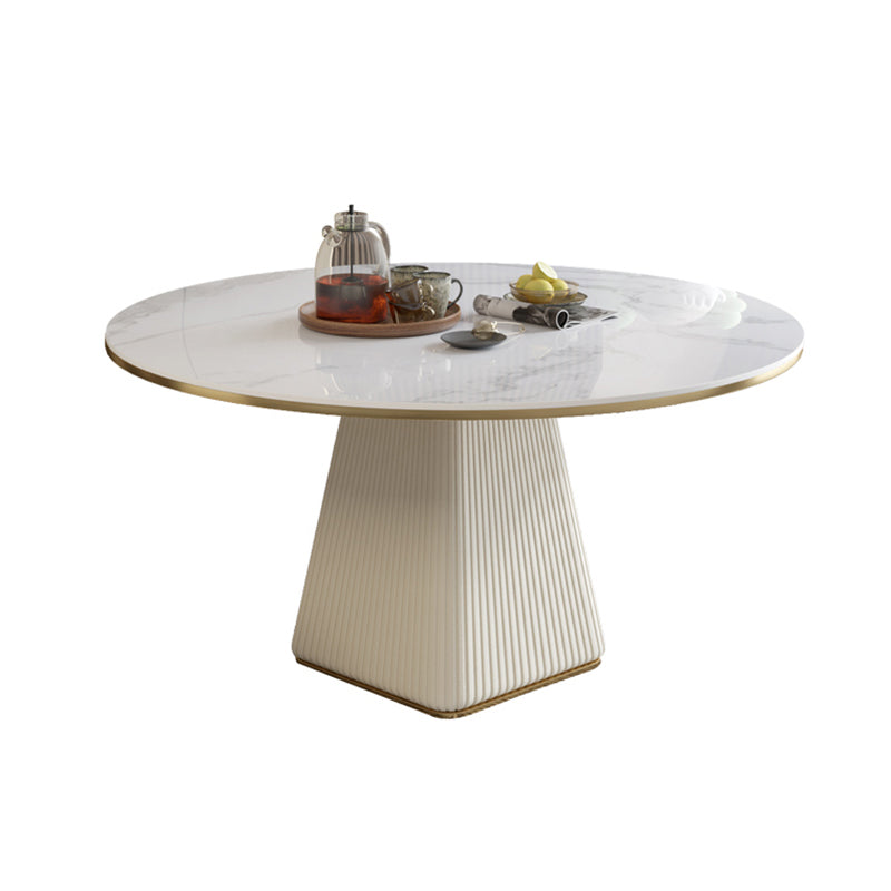 Stone Dining Room Collection Luxury Style Round Pedestal Dining Table for Home