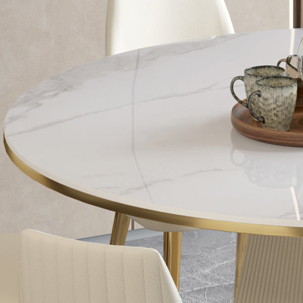 Stone Dining Room Collection Luxury Style Round Pedestal Dining Table for Home
