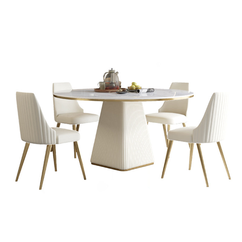 Stone Dining Room Collection Luxury Style Round Pedestal Dining Table for Home