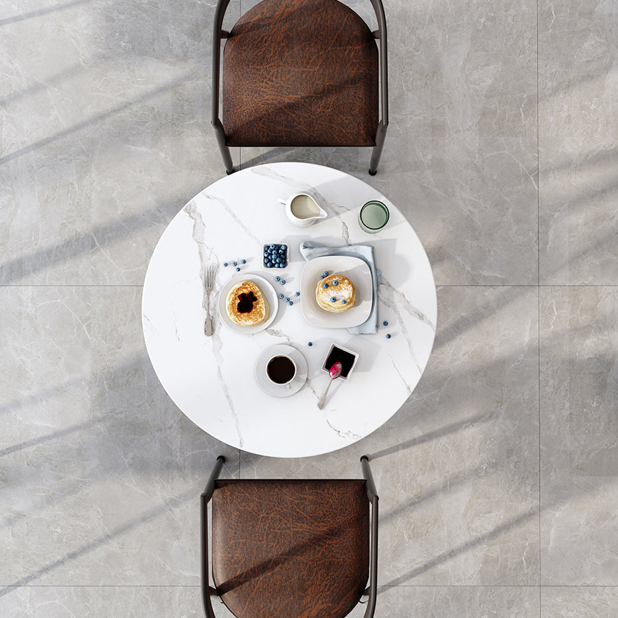 Metal Modern Round Dining Table Sintered Stone Top Table for Dining Room and Kitchen