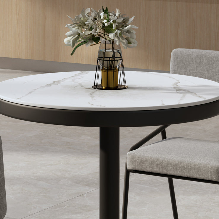 Metal Modern Round Dining Table Sintered Stone Top Table for Dining Room and Kitchen