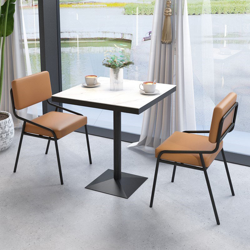 Sintered Stone Dining Table Industrial Square Dining Table with Metal Base