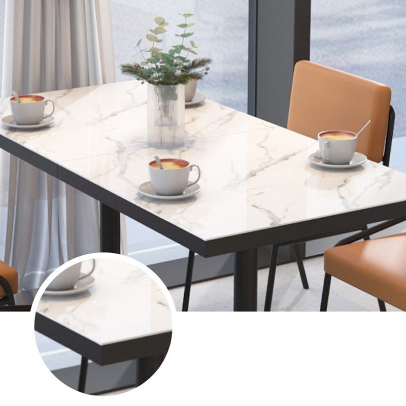 Sintered Stone Dining Table Industrial Square Dining Table with Metal Base
