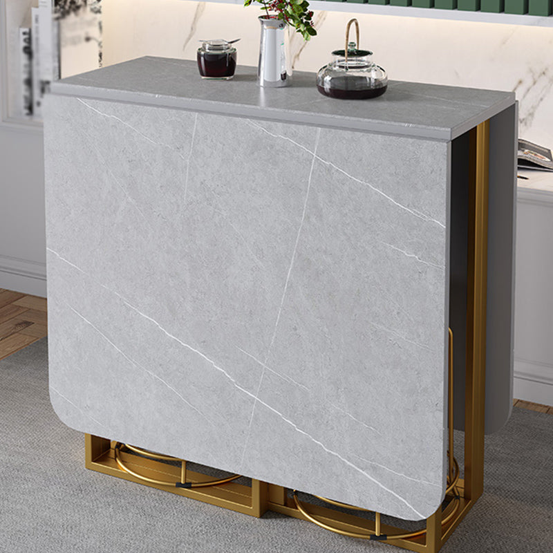 59"H Modern Sintered Stone Table Foldable Rectangle Table with Trestle Base