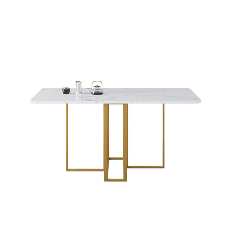 59"H Modern Sintered Stone Table Foldable Rectangle Table with Trestle Base