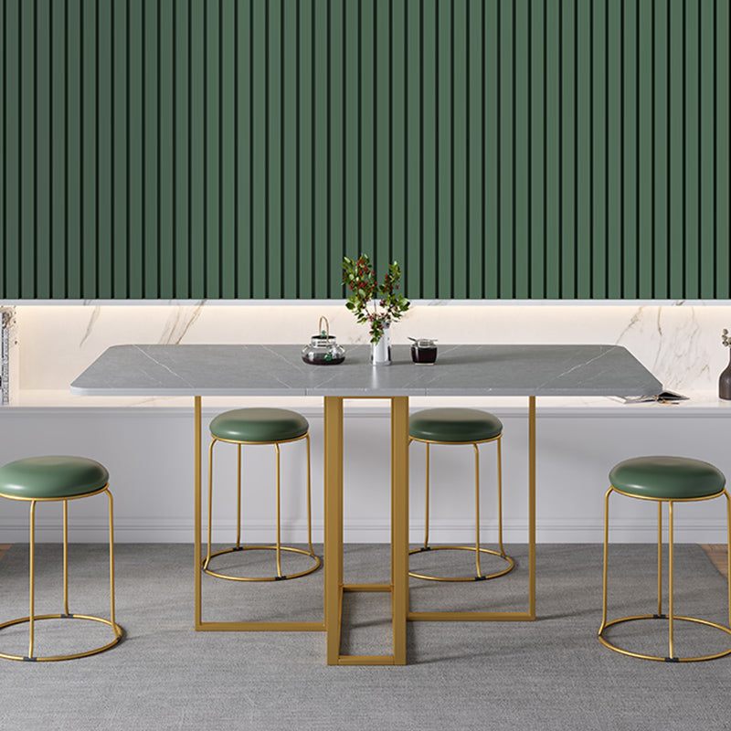 59"H Modern Sintered Stone Table Foldable Rectangle Table with Trestle Base