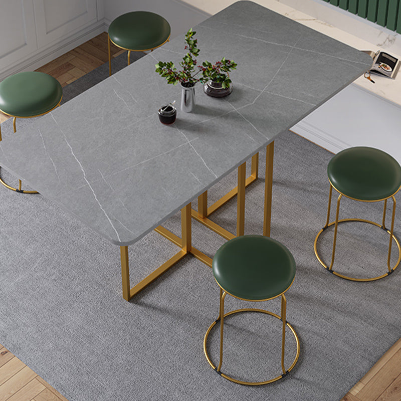 59"H Modern Sintered Stone Table Foldable Rectangle Table with Trestle Base