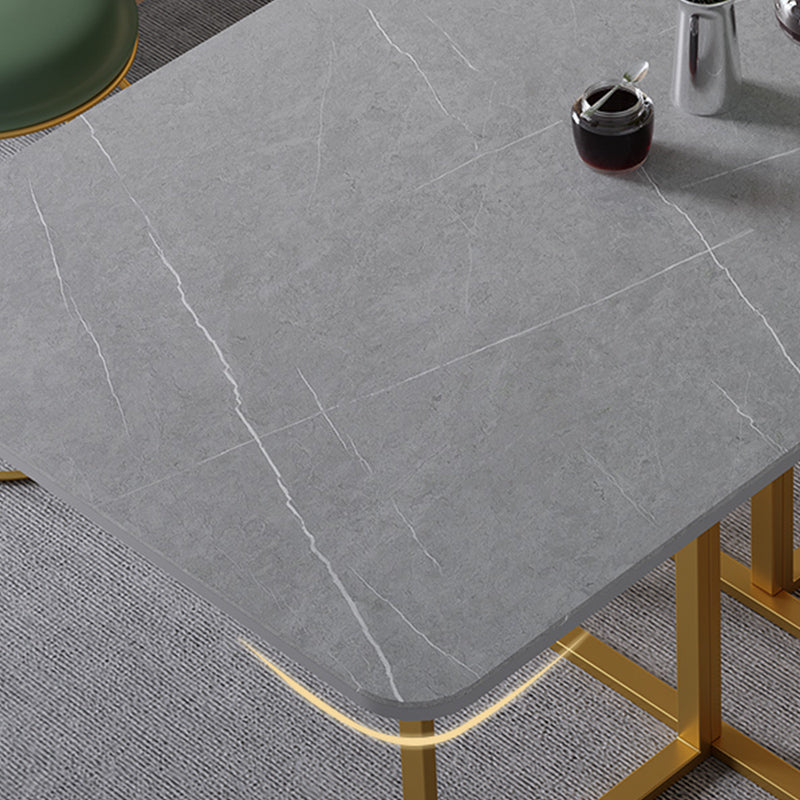 59"H Modern Sintered Stone Table Foldable Rectangle Table with Trestle Base