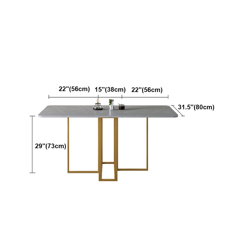 59"H Modern Sintered Stone Table Foldable Rectangle Table with Trestle Base
