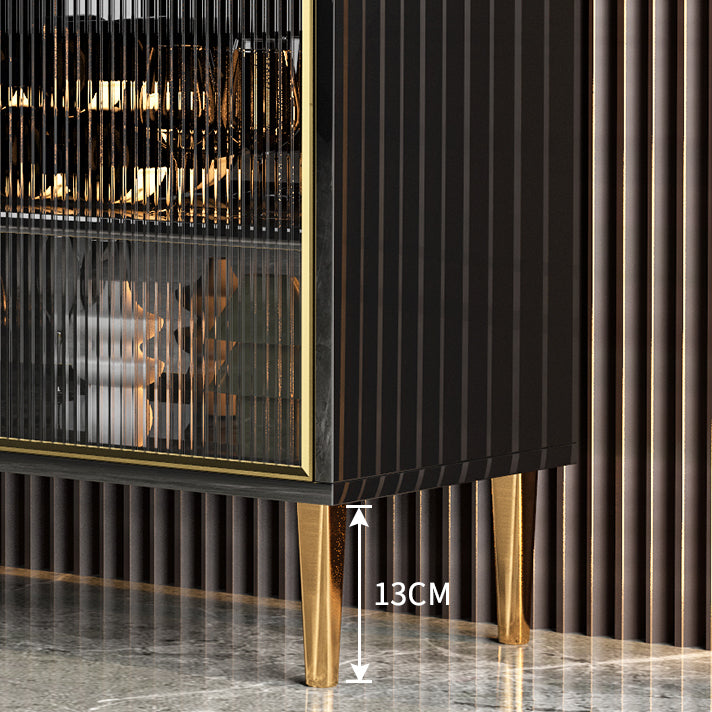 Glam Engineered Wood 33.4"H Sideboard Buffet Dining Room Buffet Server in Black and White