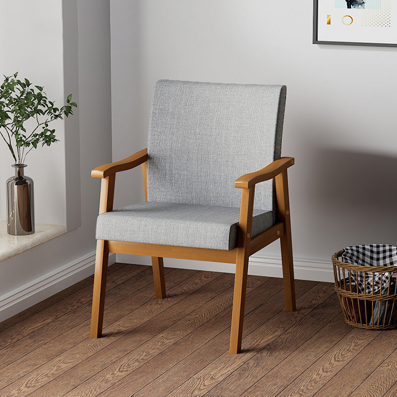 Mid-century Modern Rubberwood Solid Wood Frame Basic Four Leg Accent Armchair