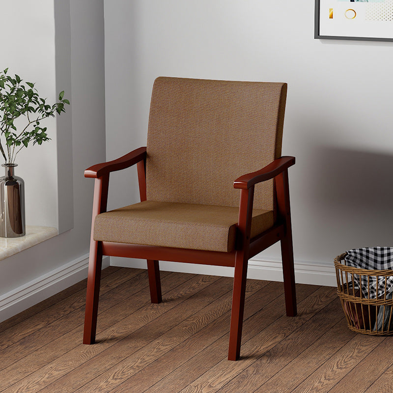 Mid-century Modern Rubberwood Solid Wood Frame Basic Four Leg Accent Armchair