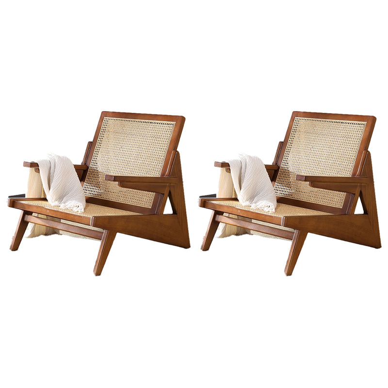 Nordic Style Rubberwood Solid Wood Frame Square Arms Lounge Accent Chair