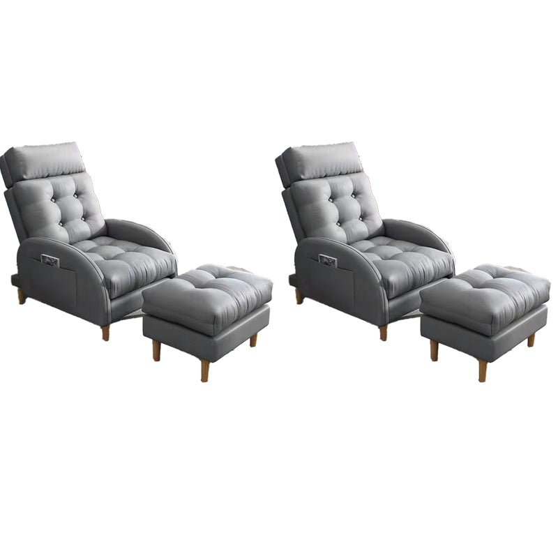 Contemporary Bonded Leather Tufted Cushions with Ottoman Lounge Accent Chair