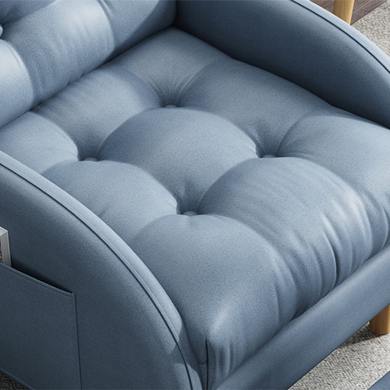 Contemporary Bonded Leather Tufted Cushions with Ottoman Lounge Accent Chair