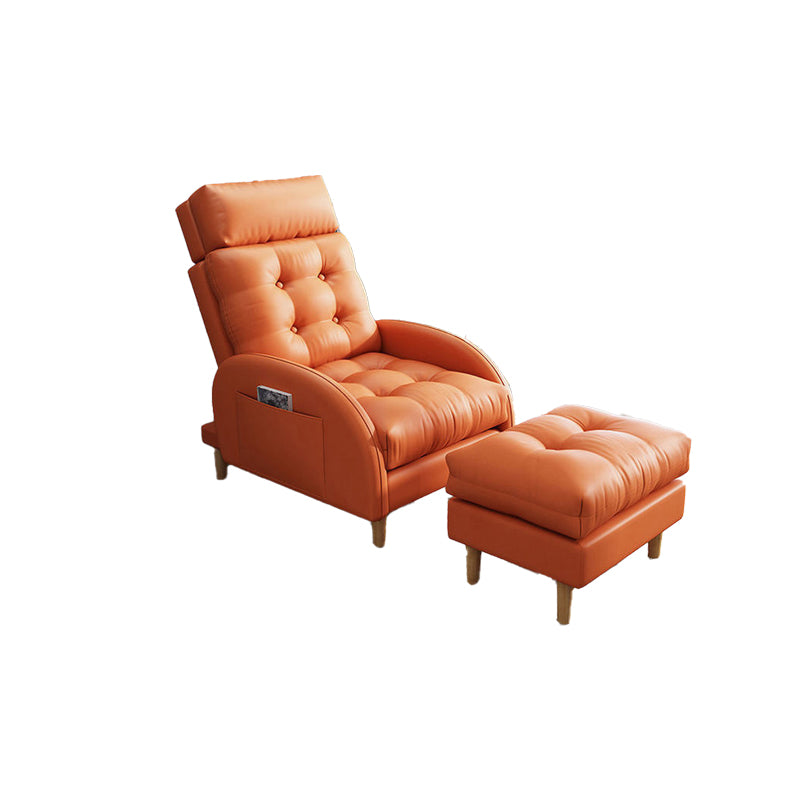 Contemporary Bonded Leather Tufted Cushions with Ottoman Lounge Accent Chair