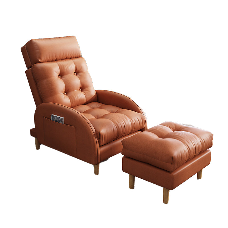 Contemporary Bonded Leather Tufted Cushions with Ottoman Lounge Accent Chair