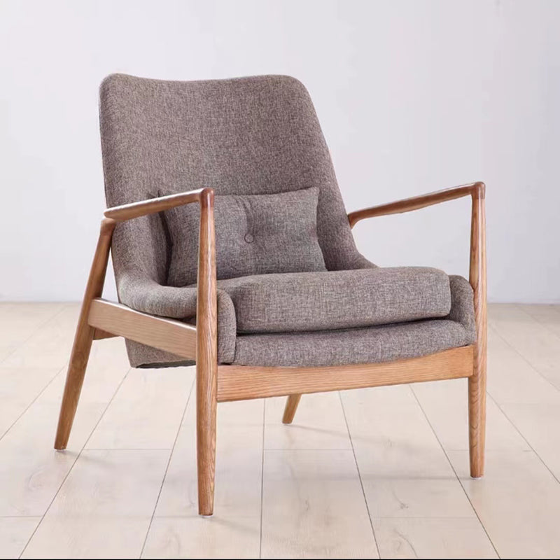 Nordic Style 28.74" Wide Pillow Back Sponge Wood Frame Arm Chair