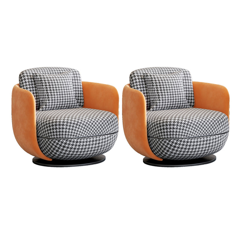 Contemporary 31.5" Wide Pillow Back Swivel Round Base Arm Chair