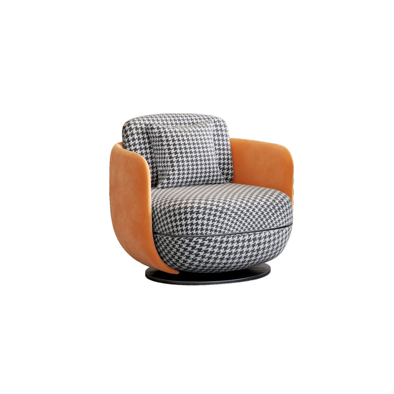 Contemporary 31.5" Wide Pillow Back Swivel Round Base Arm Chair