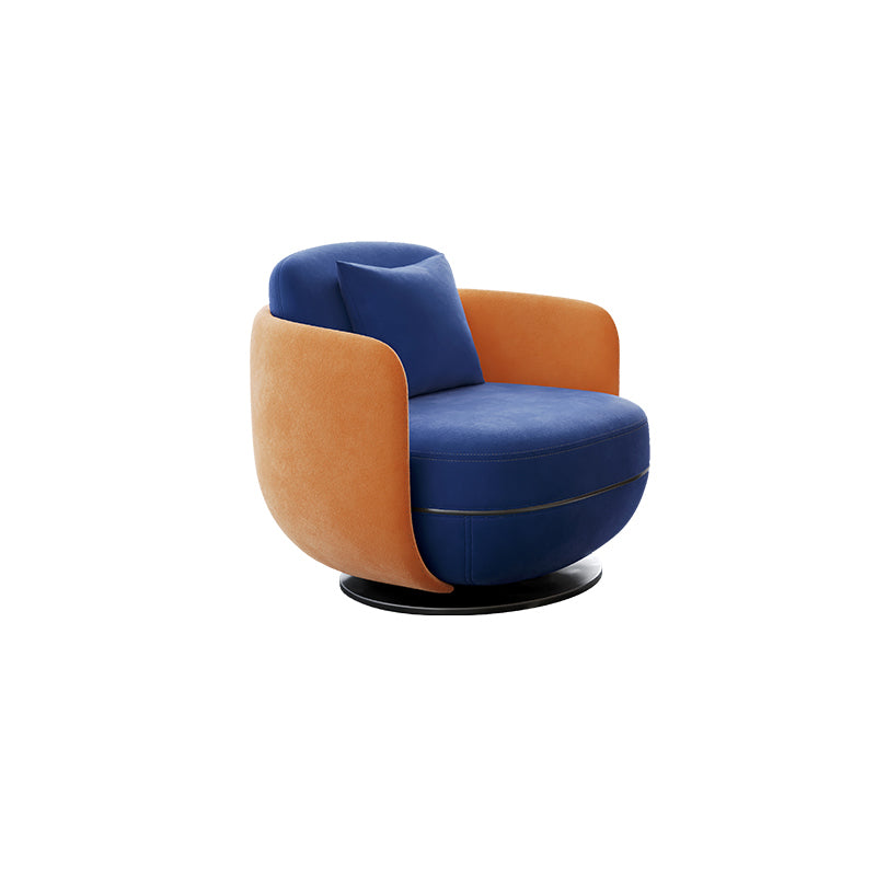 Contemporary 31.5" Wide Pillow Back Swivel Round Base Arm Chair
