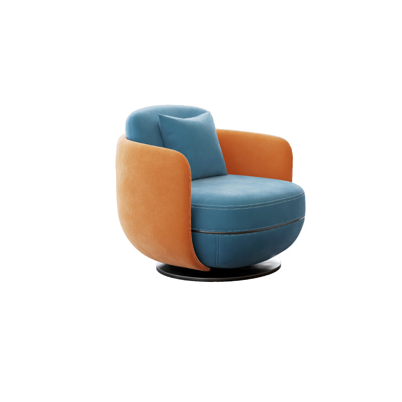 Contemporary 31.5" Wide Pillow Back Swivel Round Base Arm Chair