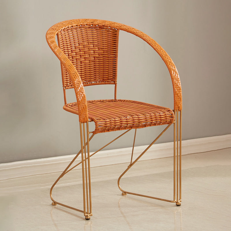 Mid-centuryl Modern Style Arms Included Woven Back Sled Accent Armchair