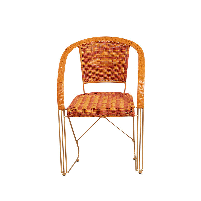Mid-centuryl Modern Style Arms Included Woven Back Sled Accent Armchair