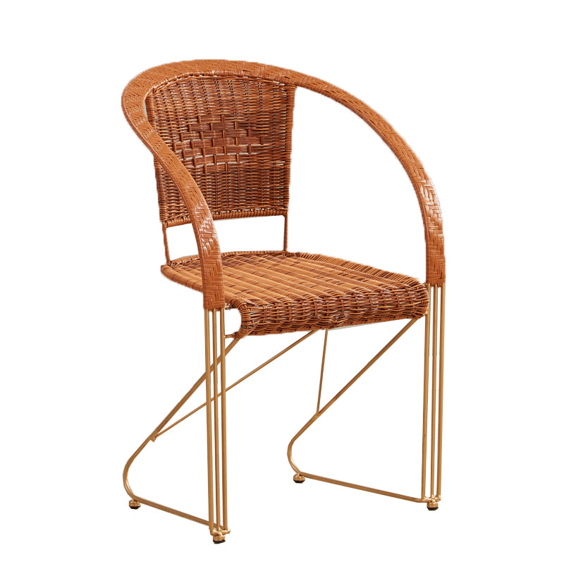 Mid-centuryl Modern Style Arms Included Woven Back Sled Accent Armchair