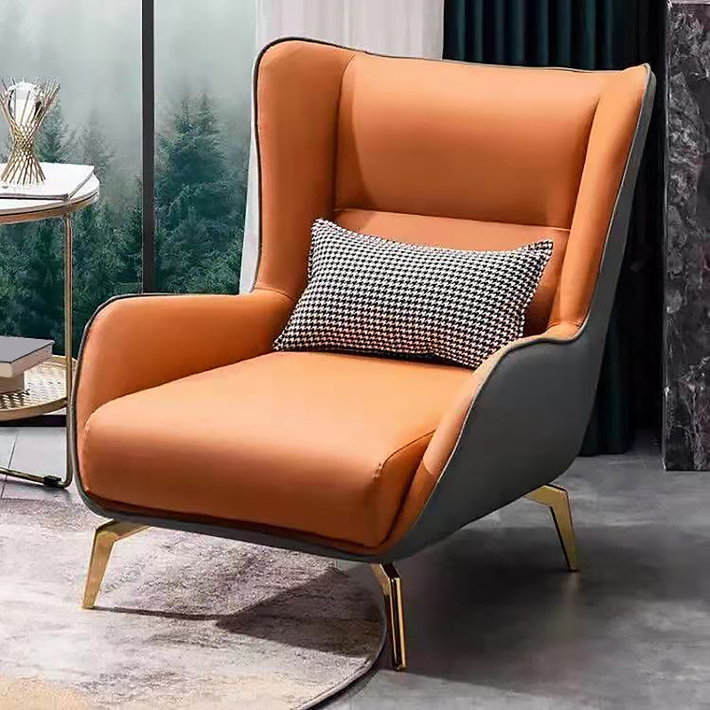 Modern Style Bonded Leather Arms Included with Pillow Wingback Chair