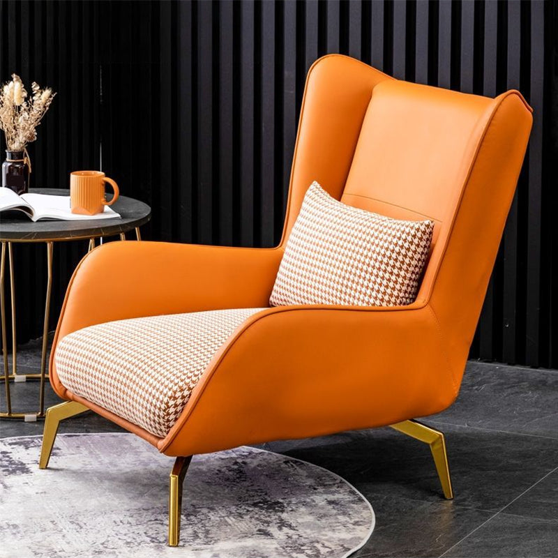 Modern Style Bonded Leather Arms Included with Pillow Wingback Chair