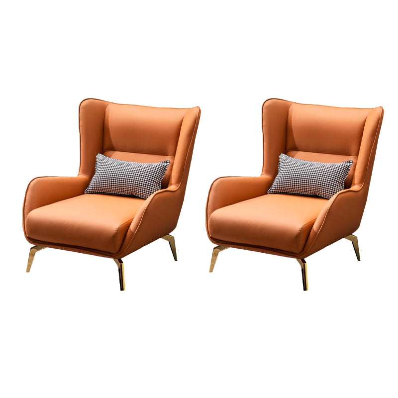 Modern Style Bonded Leather Arms Included with Pillow Wingback Chair