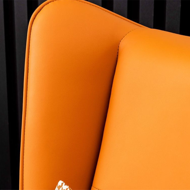 Modern Style Bonded Leather Arms Included with Pillow Wingback Chair
