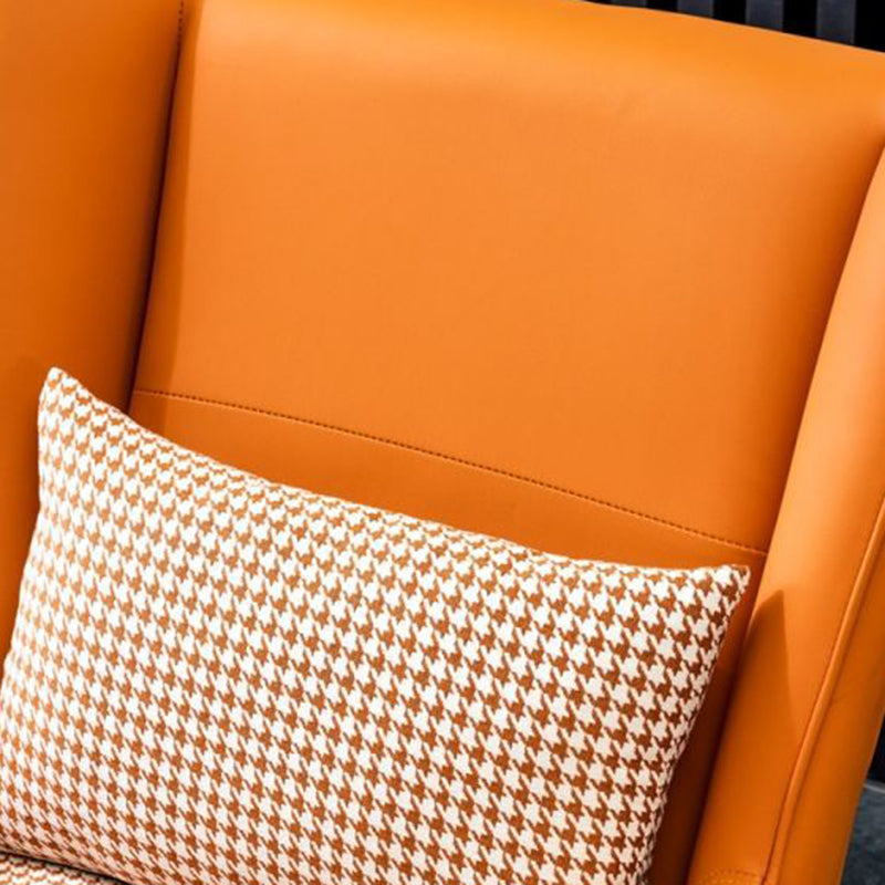 Modern Style Bonded Leather Arms Included with Pillow Wingback Chair