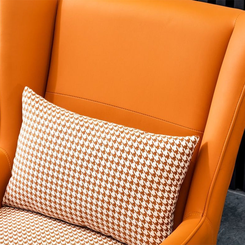 Modern Style Bonded Leather Arms Included with Pillow Wingback Chair