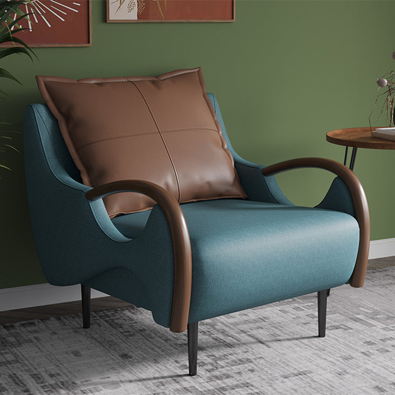 Nordic Style Bonded Leather Square Arms Pillow Back Lounge Accent Chair