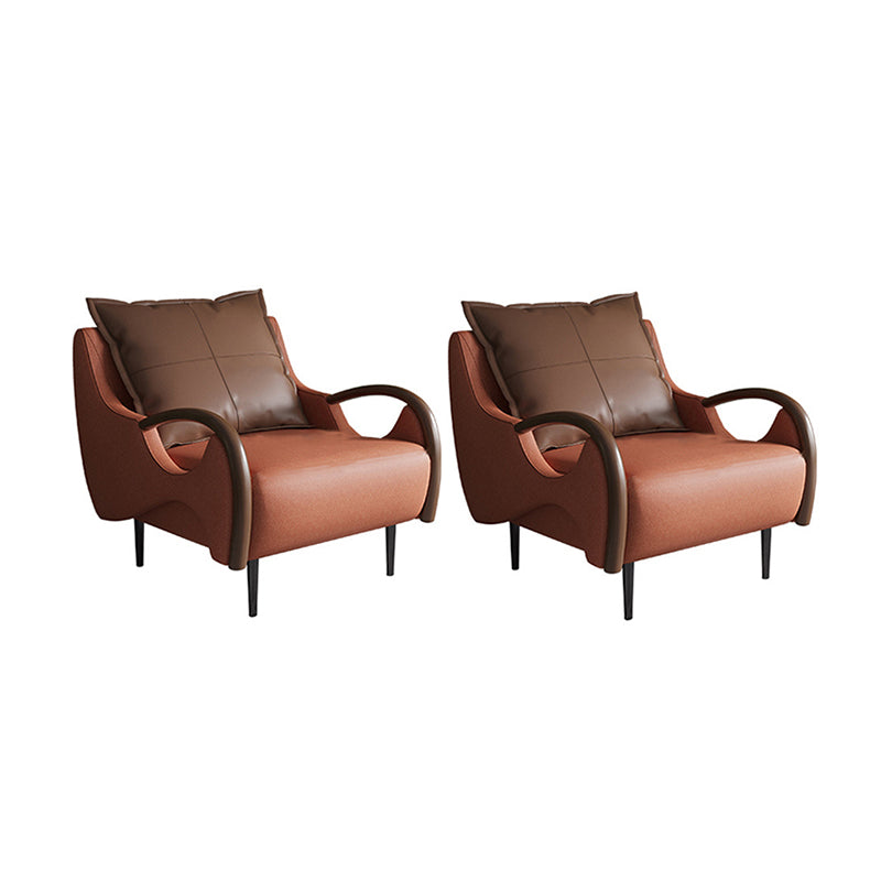 Nordic Style Bonded Leather Square Arms Pillow Back Lounge Accent Chair