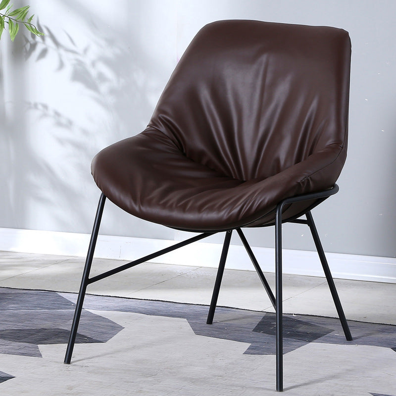 Industrial 23.6"Wide PU Leather Fixed Back Sponge Armless Chair