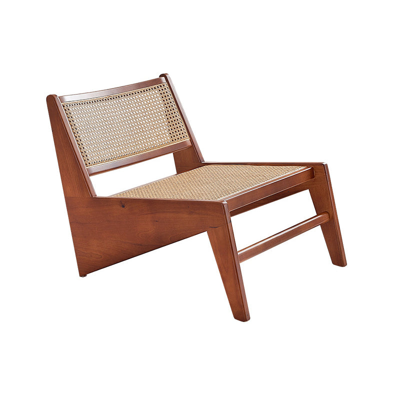 Mid-century Modern Style Wood Armless Woven Back Lounge Accent Chair