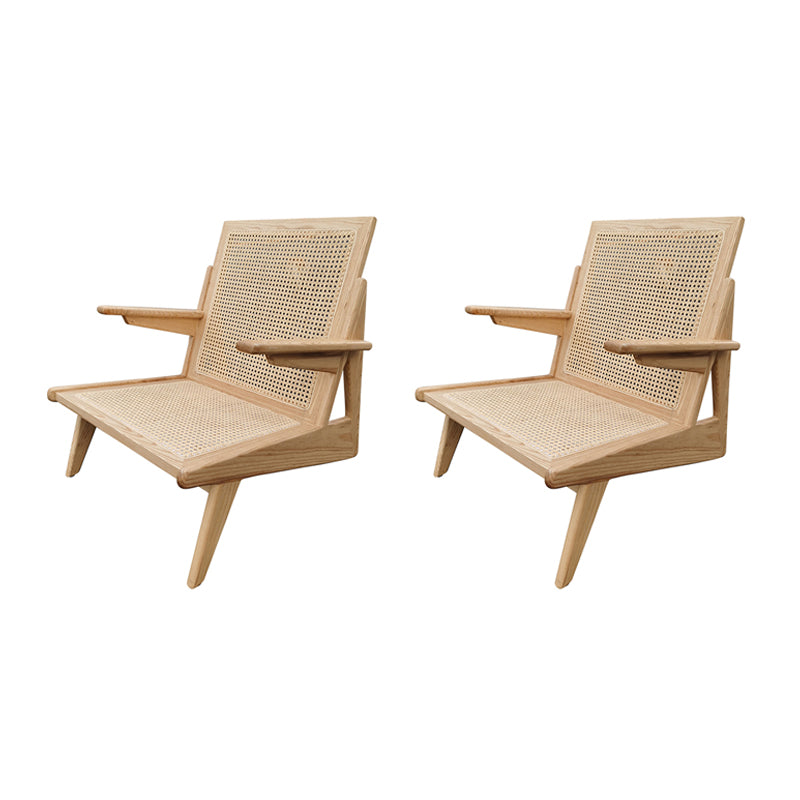 Nordic Style Wood Armrest Woven Back Solid Wood Multi-color Choice Arm Chair