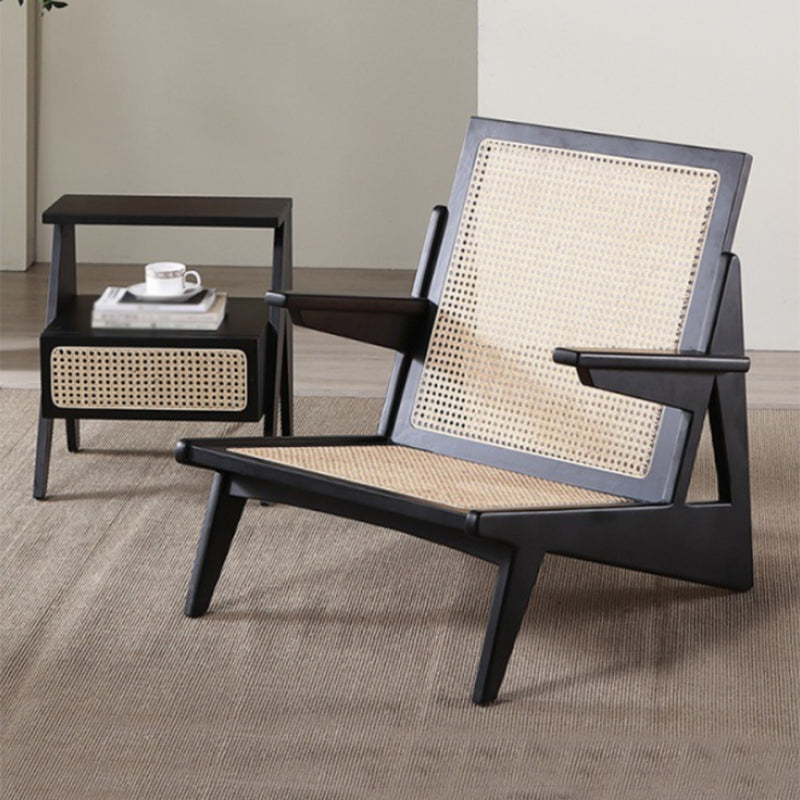 Nordic Style Wood Armrest Woven Back Solid Wood Multi-color Choice Arm Chair