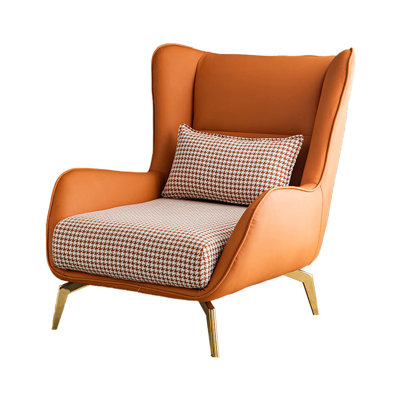 Modern Style Leather Armrest Fixed Back Upholstered Arm Chair