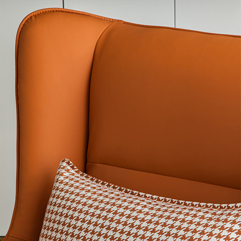 Modern Style Leather Armrest Fixed Back Upholstered Arm Chair