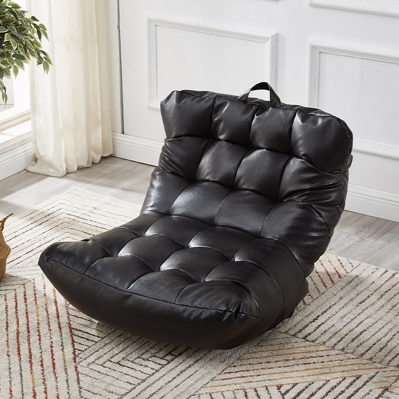 Scandinavian Style Single Sofa Chair PU Leather Fixed Backed Armless Chair