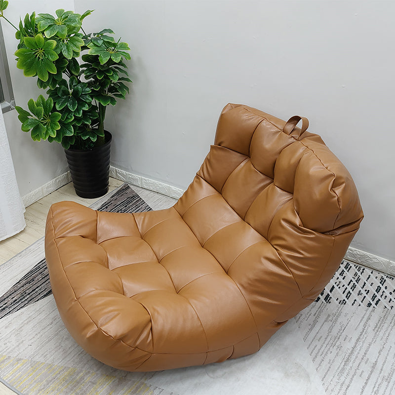 Scandinavian Style Single Sofa Chair PU Leather Fixed Backed Armless Chair