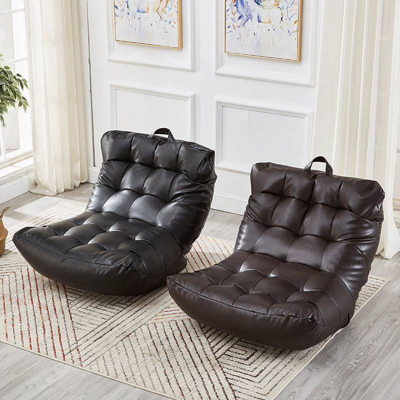 Scandinavian Style Single Sofa Chair PU Leather Fixed Backed Armless Chair