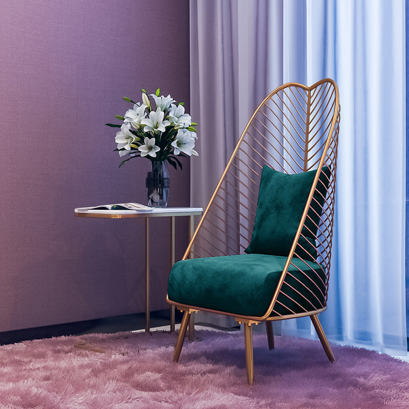 Glam Style Armless with Pillow Back Cushioned Metal Base Accent Chair